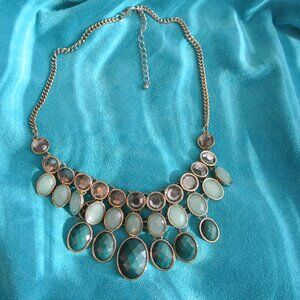 Bancroft Parvin‎ Bauble Blue Green Stone Statement Necklace OS